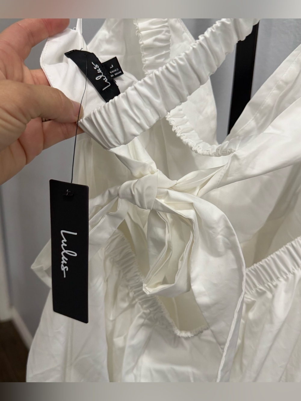LULU's Casual White Summer Bridal Honeymoon Vacation Midi Dress Pockets NWT L - Picture 4 of 8